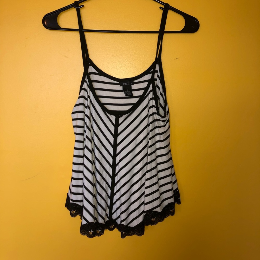 white and black striped tank top